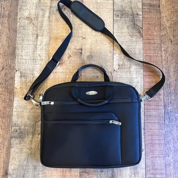 Samsonite Black Laptop Bag padded Shoulder Strap/Handle Soft Shell - Picture 1 of 5